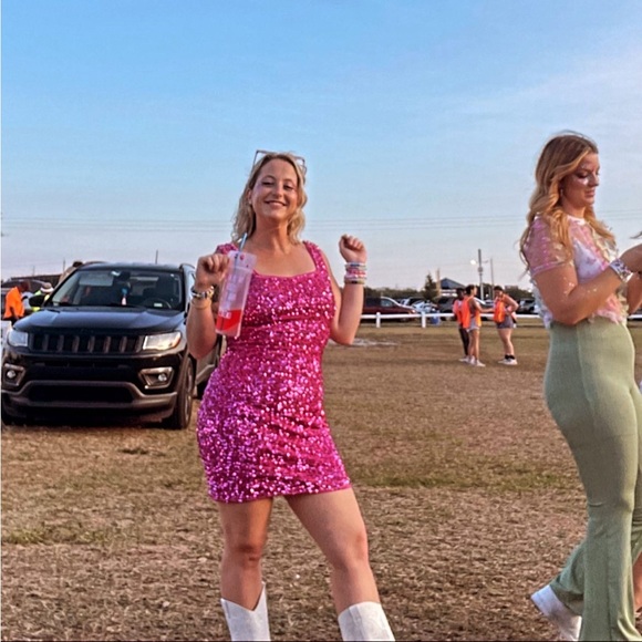 12th tribe sequin dress! 

Barbie Fuchsia Sequin Mini Dress - Picture 4 of 4